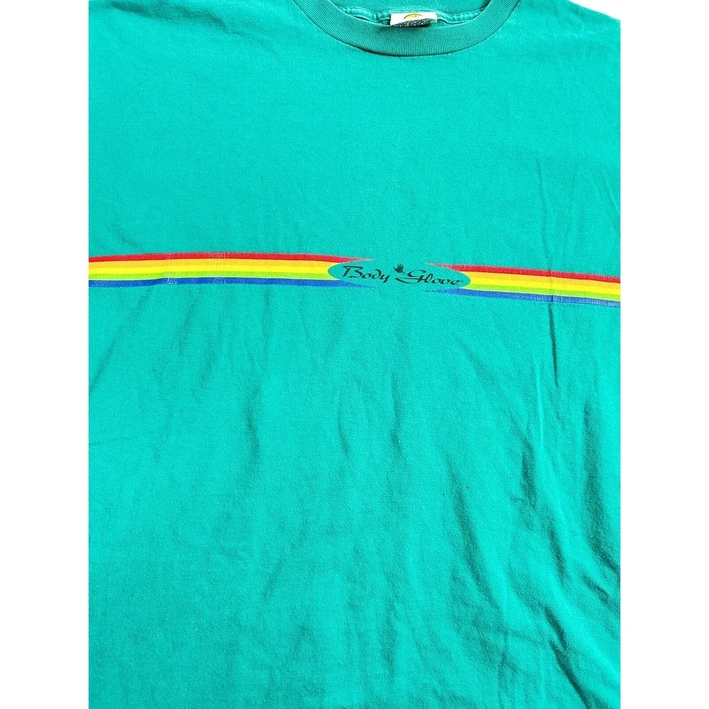 Vintage Surfing Shirt Mens XL Body Glove Rainbow Stripe 80s Tee Graphic USA - Picture 4 of 11